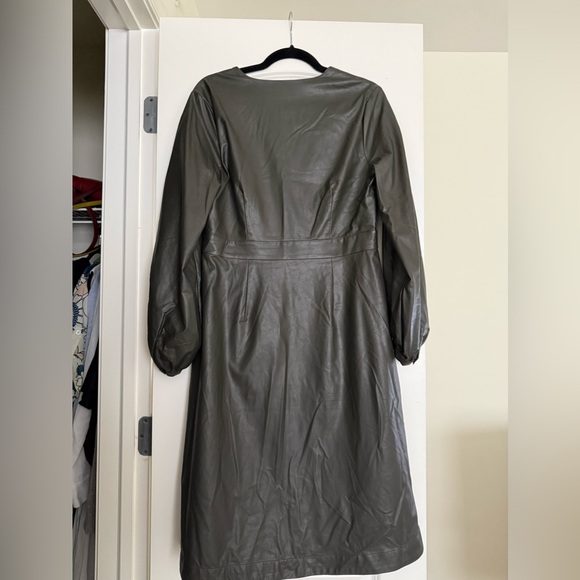 Banana Republic Olive Vegan Leather Wrap Dress - Picture 9 of 9